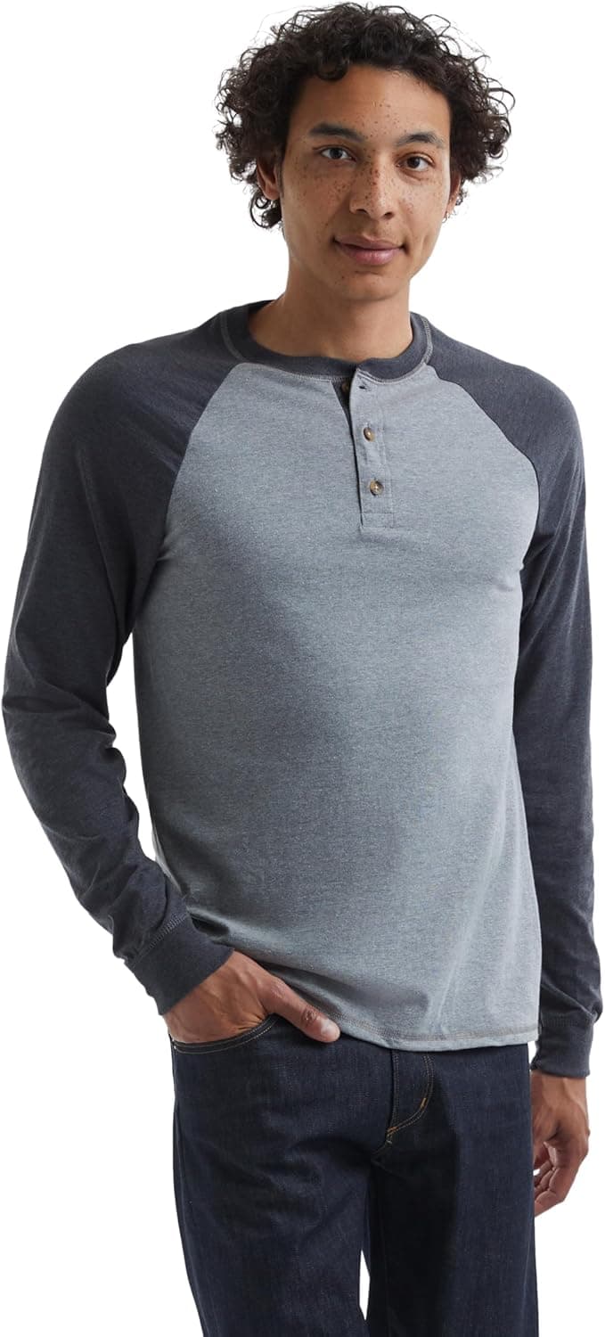 Hanes Mens Long Sleeve Beefy Henley Shirt