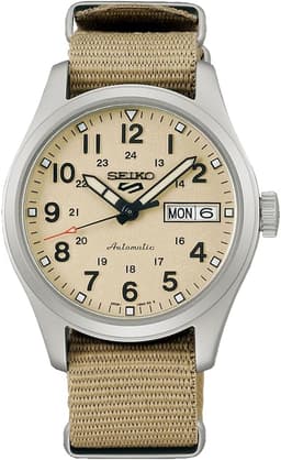 SEIKO 5 Sport SRPJ83 Beige Dial Nylon Automatic Watch, Beige, Automatic Watch